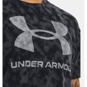 Under Armour Women's Logo Printed Heavyweight T-Shirts- تيشيرت أندر آرمر لوجو برينتد هيفي ويت بأكمام قصيرة للنساء لون أسود