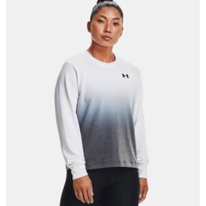 Under Armour Women's Rival Terry Gradient Crew T-Shirts- تيشيرت أندر آرمر رايفال تيري جرادينت للنساء لون أبيض وأسود