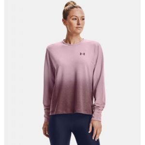Under Armour Women's Rival Terry Gradient Crew T-Shirts- تيشيرت أندر آرمر رايفال تيري جرادينت للنساء لون زهري