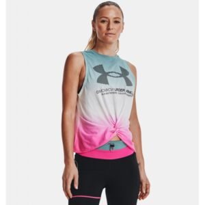 Under Armour Women's Run Anywhere Tank - تيشيرت تانك أندر آرمر رن اني ويير بلا أكمام للنساء لون أخضر وأبيض وزهري