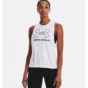 Under Armour Women's Sportstyle Logo Tank - تيشيرت تانك أندر آرمر سبورتستايل لوجو بلا أكمام للنساء لون أبيض