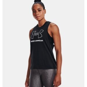 Under Armour Women's Sportstyle Logo Tank - تيشيرت تانك أندر آرمر سبورتستايل لوجو بلا أكمام للنساء لون أسود