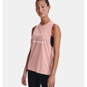 Under Armour Women's Sportstyle Logo Tank - تيشيرت تانك أندر آرمر سبورتستايل لوجو بلا أكمام للنساء لون زهري