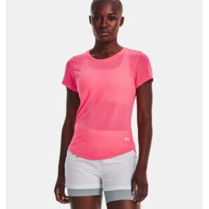 Under Armour Women's Streaker Run Short Sleeve T-Shirts- تيشيرت أندر آرمر ستريكر رَن بأكمام قصيرة للنساء لون زهري