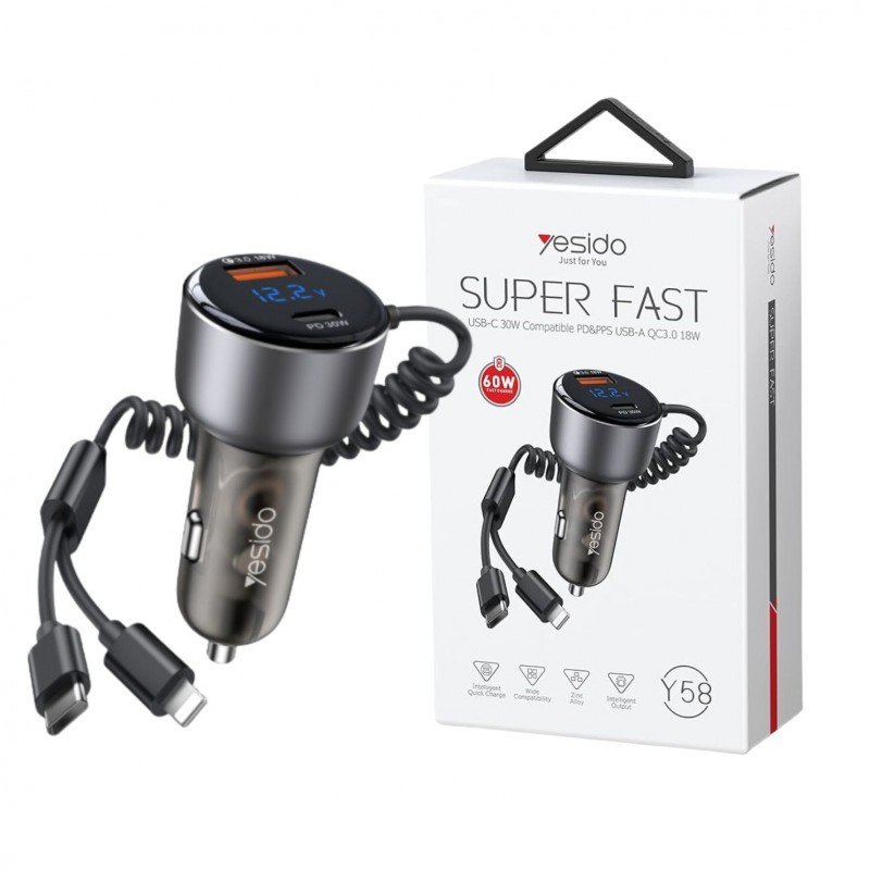 Yesido Y58 60W Fast Charging Car Charger