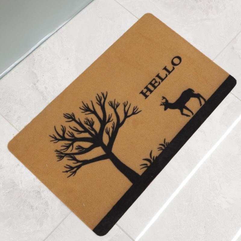 أرضية (دعسة المداخل) قماشية بتصميم مستطيل حجم 70×40 سم لون عسلي وأسود