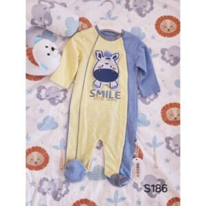 أفرهول قطن بتصميم بقرة لون أصفر وأزرق