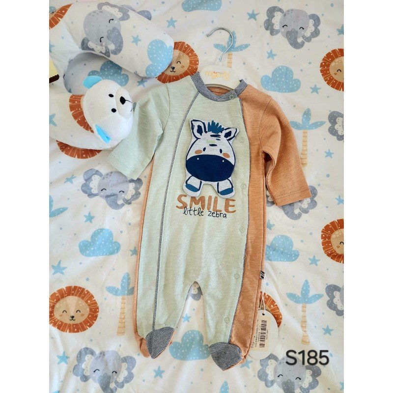 أفرهول قطن بتصميم بقرة لون فستقي مع بني