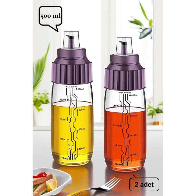 ابريق زجاج للزيت مع عيارات سعة 500 ملل