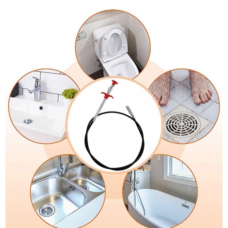 السيخ السحري لتنظيف المصارف مع زمبرك قوي وفعال