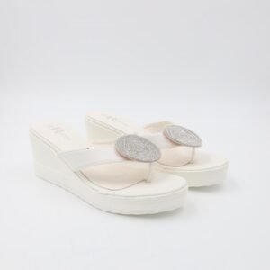 بابوج ستاتي بكعب تصميم اصبع لون أبيض