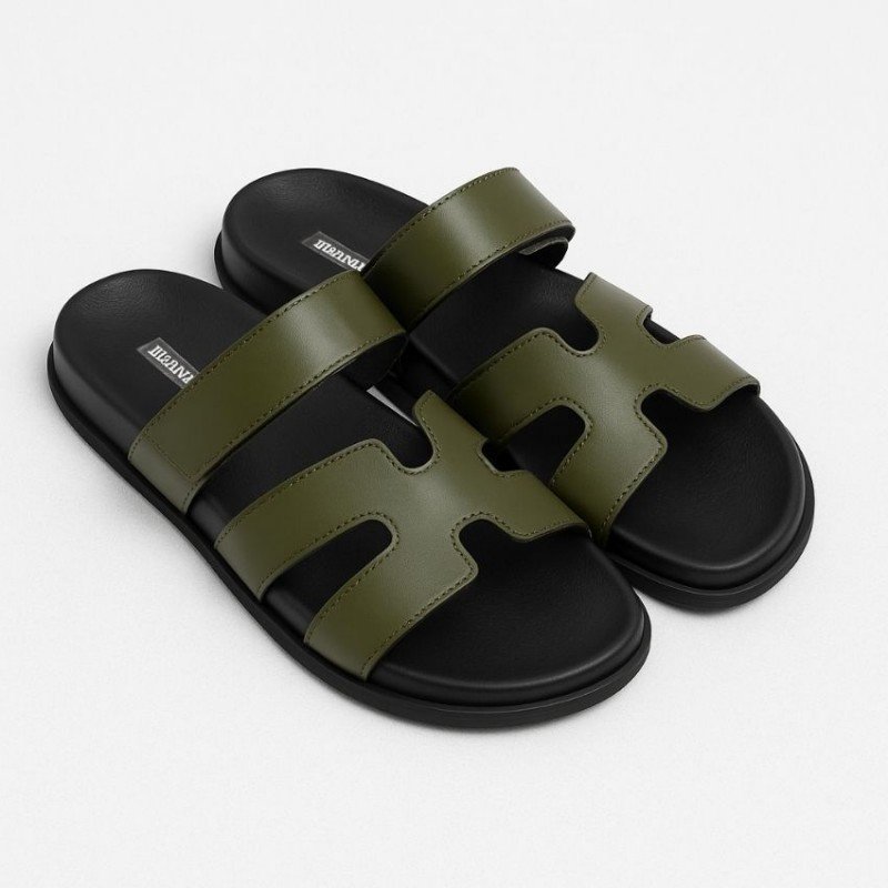 بابوج ستاتي مفتوح لون أخضر زيتي