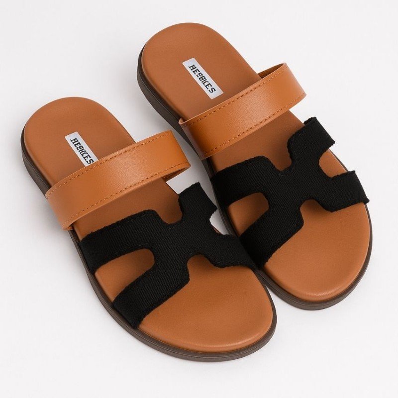 بابوج ستاتي مفتوح لون بني وأسود