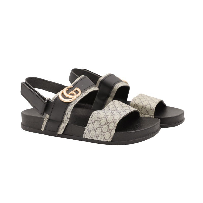 بابوج ستاتي مفتوح نقشة غوتشي لون رمادي و أسود