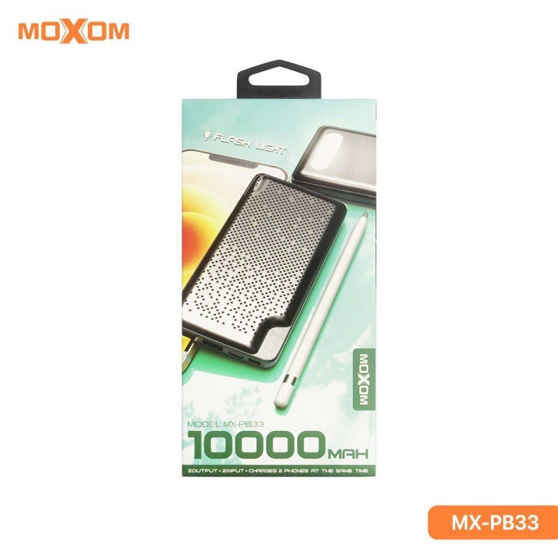باور بانك موكسوم MX-Pb33 10000mAh عالية الجودة مع ضوء فلاش