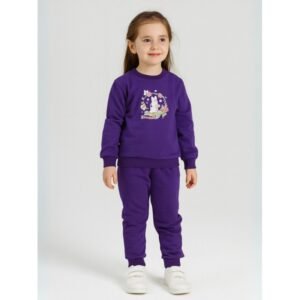 بجامة بأكمام طويلة بناتي للأطفال لون بنفسجي