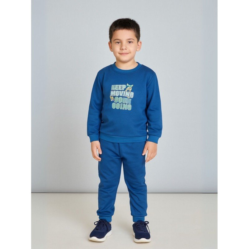 بجامة بأكمام طويلة للأطفال لون أزرق