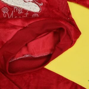 بجامة بتصميم طاقية (قطعتين) للأطفال لون أحمر