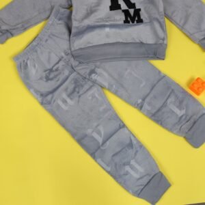 بجامة بتصميم طاقية (قطعتين) للأطفال لون رمادي