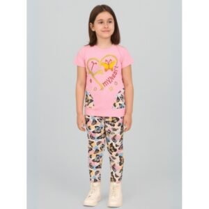 بجامة بناتي قطعتين صيفي لون زهري