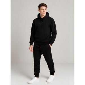 بجامة رياضية قطعتين بأكمام طويلة وطاقية للرجال لون أسود