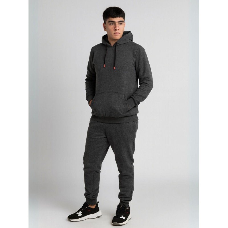 بجامة رياضية قطعتين بأكمام طويلة وطاقية للرجال لون رمادي