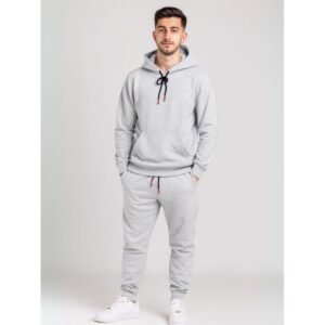 بجامة رياضية قطعتين بأكمام طويلة وطاقية للرجال لون رمادي