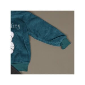 بجامة شتوية (قطعتين) بأكمام طويلة للأطفال لون أخضر ورمادي