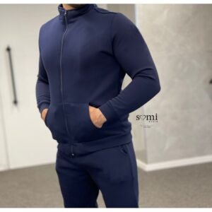 بجامة شتوية كاجوال بأكمام طويلة للرجال لون كحلي من Sami Boutique