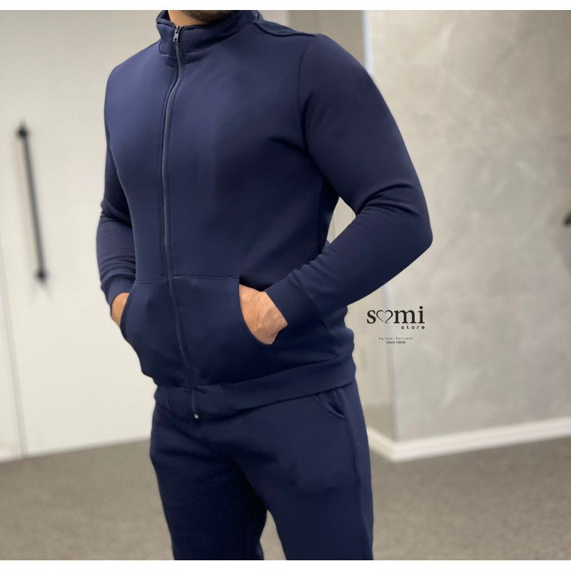 بجامة شتوية كاجوال بأكمام طويلة للرجال لون كحلي من Sami Boutique