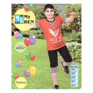 بجامة صيفية مكونة من تيشيرت وشورت للأطفال لون أحمر وأسود