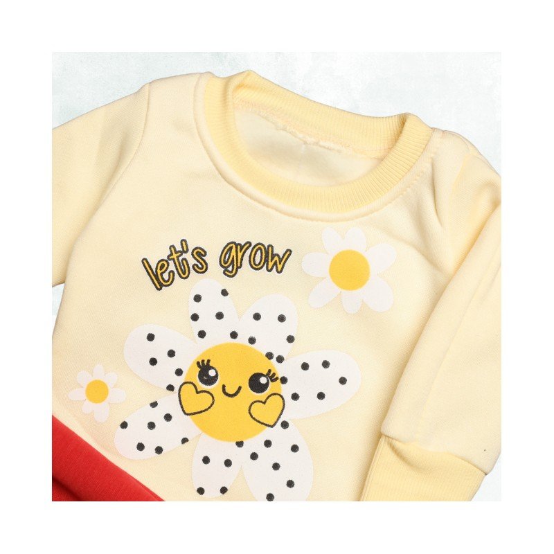 بجامة فوتر شتوية (قطعتين) للأطفال لون أصفر وأحمر