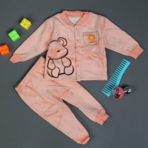 بجامة (قطعتين) للأطفال لون برتقالي فاتح