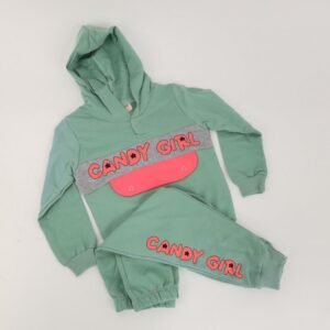 بجامة للأطفال قطعتين لون أخضر بتصميم Candy Girl