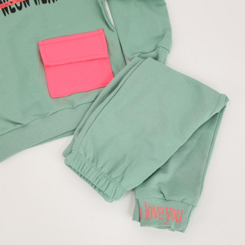 بجامة للأطفال قطعتين لون أخضر