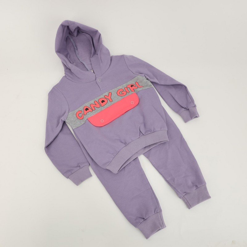 بجامة للأطفال قطعتين لون بنفسجي بتصميم Candy Girl