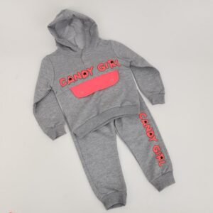 بجامة للأطفال قطعتين لون سكني بتصميم Candy Girl