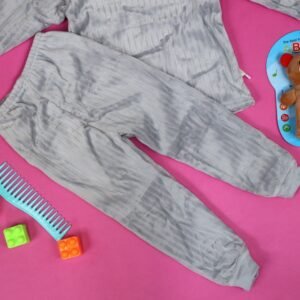 بجامة مبطنة بطاقية (قطعتين) للأطفال لون رمادي