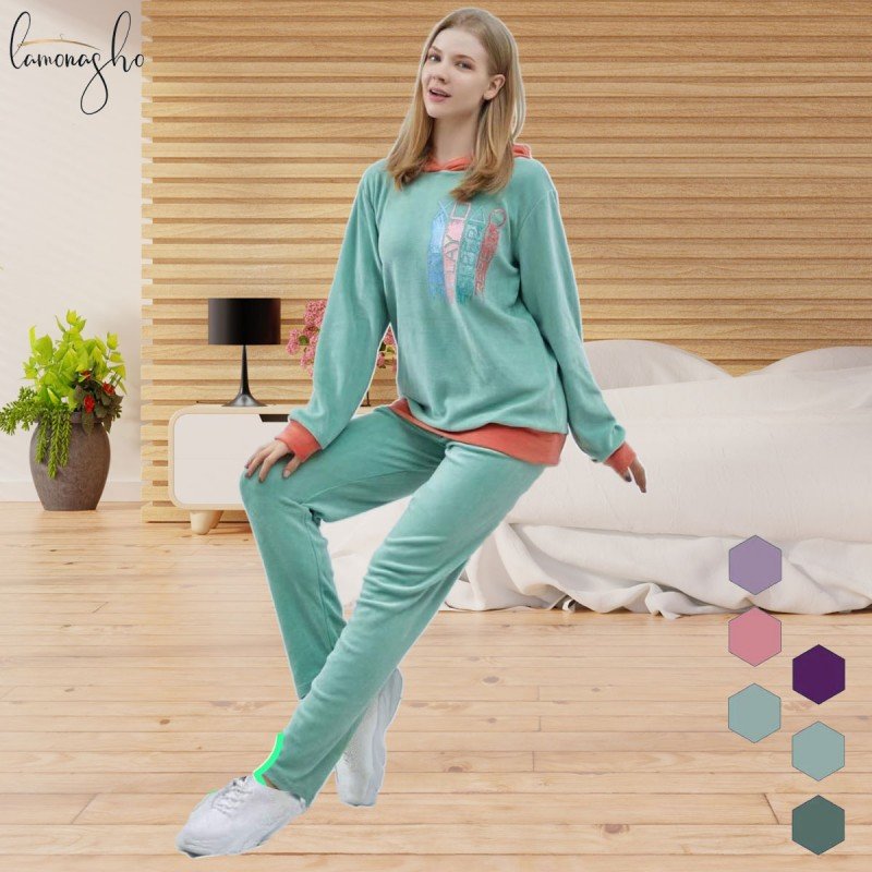 بجامة نسائية مُكونة من قطعتين لون فيروزي