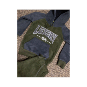 بجامه ولادي فيليز خميل مع طاقية لون زيتي ورمادي