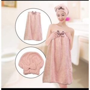 برنص حمام طقم قطن مع طقيه لشعر