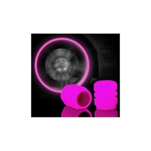 بكج 8 قطع إضاءة LED لإطارات السيارات والدراجات - متوهجة في الظلام - مقاوم للماء وضد التآكل - لون زهري