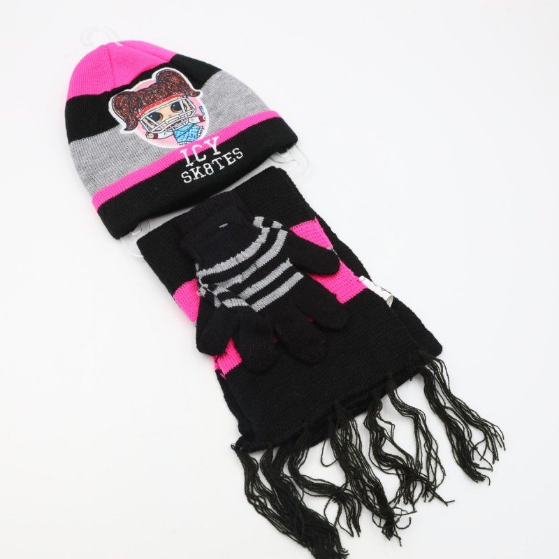 بكج LOL طاقية + كفوف + لفحة لون اسود+سكني