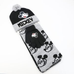 بكج ديزني طاقية +كفوف + لفحة MICKEY MOUSE اسود وسكني