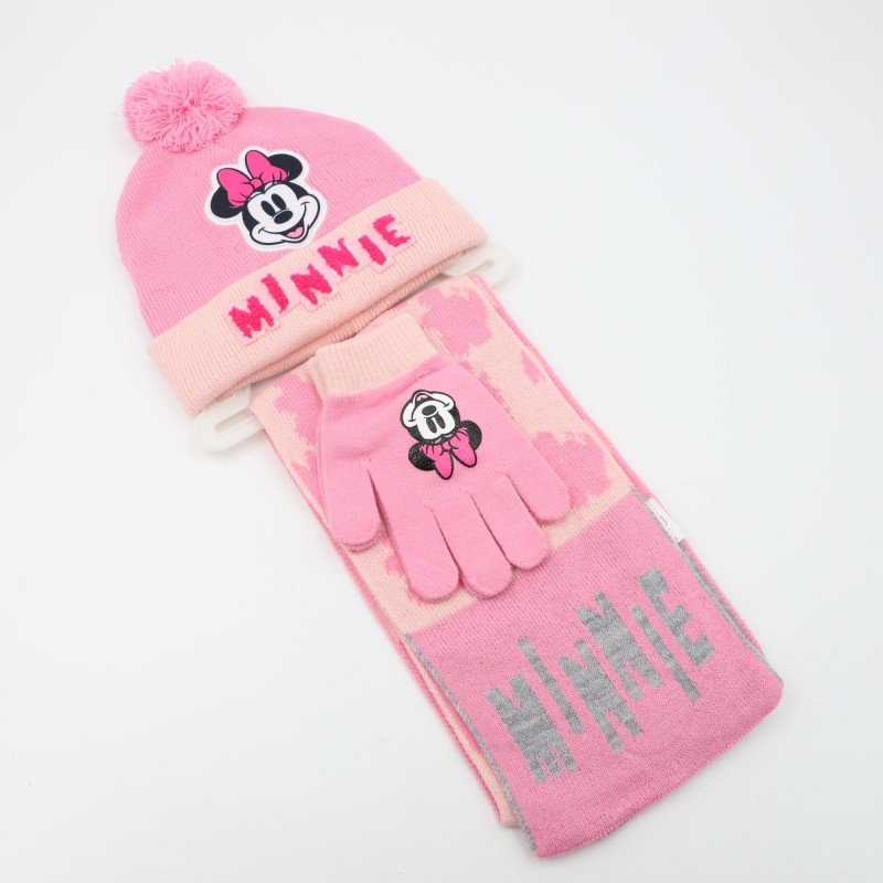 بكج ديزني طاقية +كفوف + لفحة MINNIE MOUSE زهري