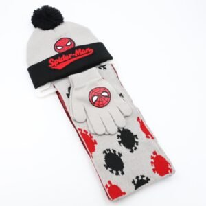 بكج ديزني طاقية +كفوف + لفحة SPIDER MAN اسود ورمادي