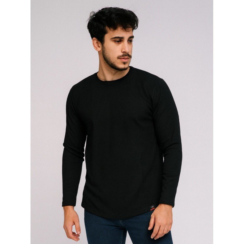 بلوزة بأكمام طويلة للرجال لون أسود
