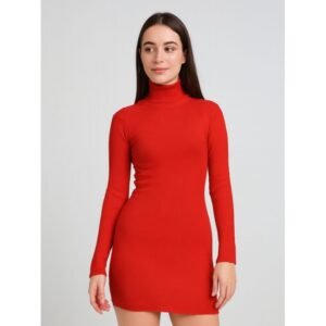 بلوزة بودي جولف بأكمام طويلة للنساء لون أحمر