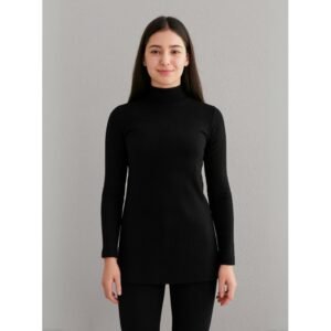 بلوزة بودي جولف بأكمام طويلة للنساء لون أسود
