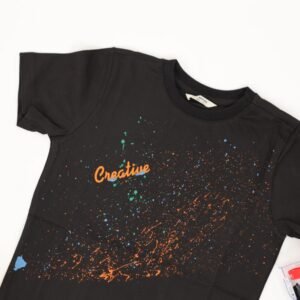 بلوزة تصميم مطبع للأطفال لون اسود